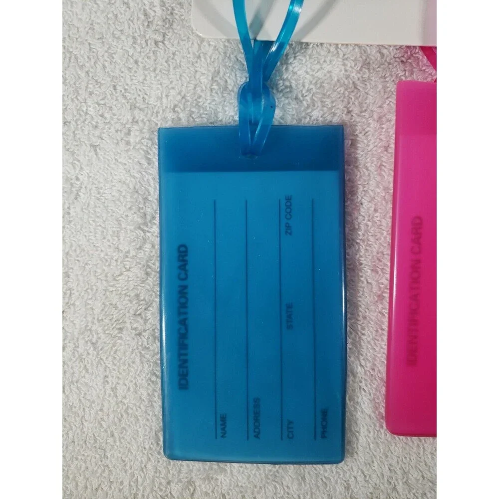 Luggage Tags American Tourister Pink and Blue Jelly with ID Cards Set of 2 NEW